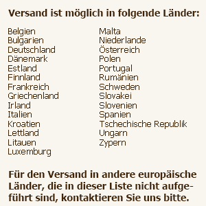 Länderliste Versand