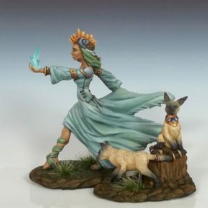 Female Mage with Feral Cats